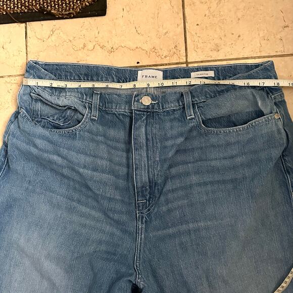 Frame 32 Le Jane Ankle Cropped High Rise Straight Leg Jeans Denim Cottom Blue - Picture 7 of 10